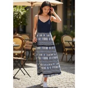 J. CREW navy/white boho racerback maxi dress size 14 summer casual vacation